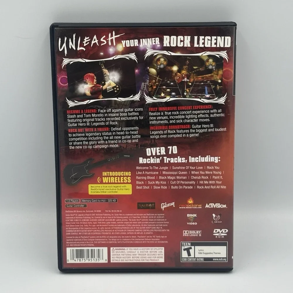 Guitar Hero 3 III Legends of Rock‎ Game (PlayStation 2 2007) CIB